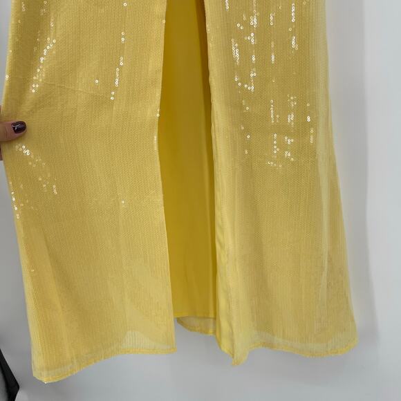Hutch | NWT Mikayla Butter Yellow Sequin Maxi Dress w/ Side Slit 0 / XS - Picture 11 of 14